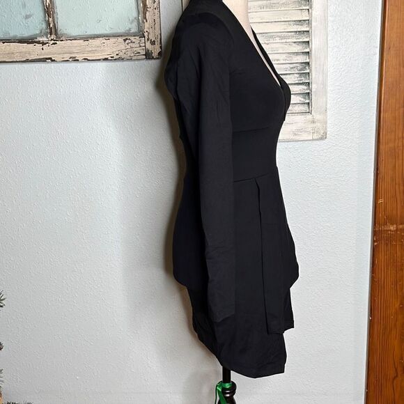 NWT Susana Monaco Witchy Asymmetrical Hemline Long Sleeves Women's Black Dress S - Picture 8 of 11